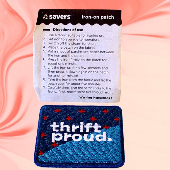 Iron On Patch Embroidered THRIFT PROUD Savers - Picture 3 of 5